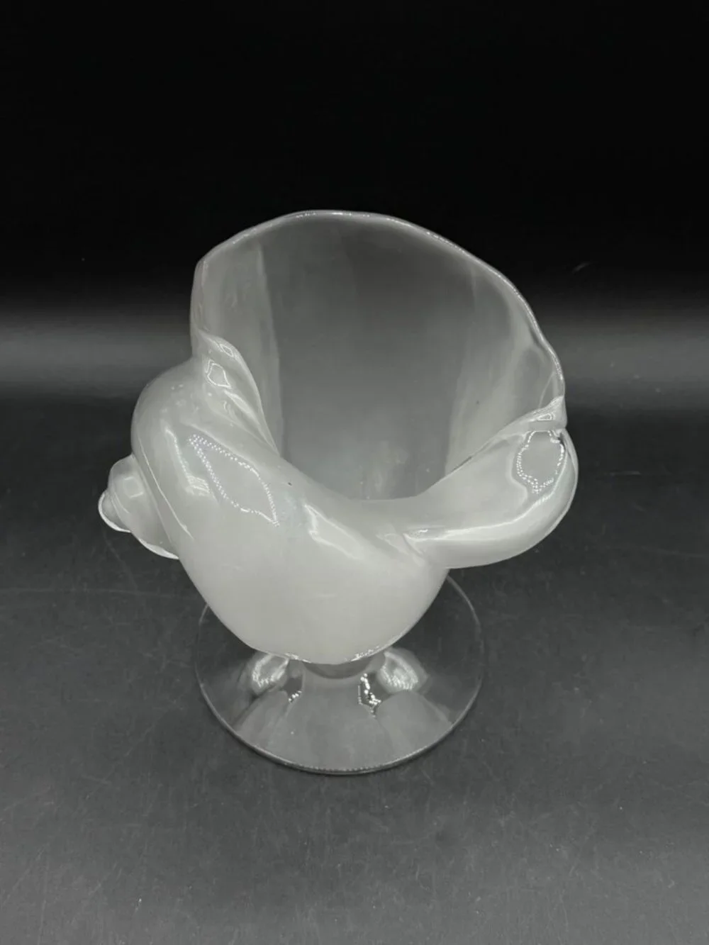 Cambridge Crown Tuscan Glass Footed Nautilus Shell Vase Opaque Frosted